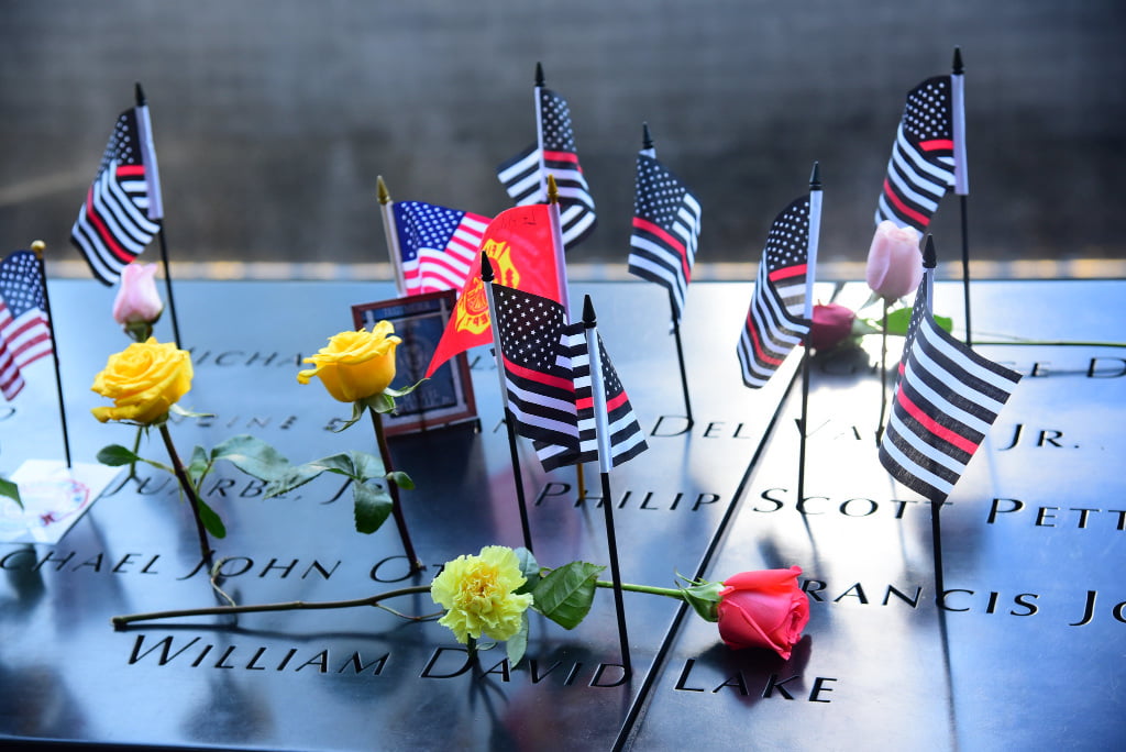 Flags shows who made the supreme sacrifice at the 911 Memorial 20th Anniversary Commemoration Ceremony.