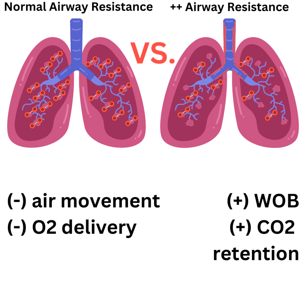 Normal airway resistance vs. ++ airway resistance
