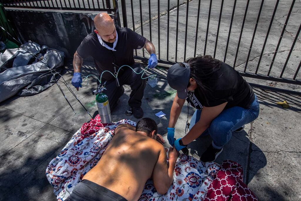 The Overdose Response Team checked a man’s vitals and administered oxygen in L.A.