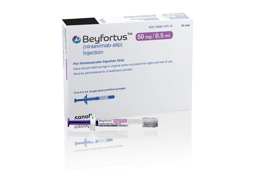 FILE - This illustration provided by AstraZeneca depicts packaging for their medication Beyfortus.